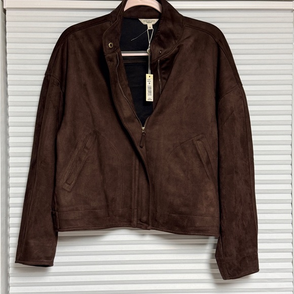 Max Studio “Faux Suede” Dark Brown Bomber Jacket - Women’s Medium- NEW - Picture 4 of 4
